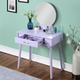 thumbnail image 3 of Maly Contemporary Wood Vanity and Stool Set, Purple, 3 of 4