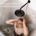 thumbnail image 3 of 16 Inch Shower Arm 90 Degree Stainless Steel Rain Shower Head Extension Arm with Flange, Matte Black Finish, 3 of 8