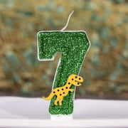 ANPEI Large Dinosaur Glitter Birthday Number Candle, 3 Tall