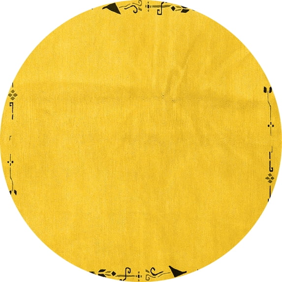 Ahgly Company Indoor Round Solid Yellow Modern Area Rugs, 5' Round