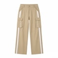 thumbnail image 5 of Women's Pants - Women's Cargo Pants Baggy Straight Wide Leg Track Pants Striped Joggers with Pockets Athletic Streetwear 2026 Trendy Khaki XL, 5 of 5