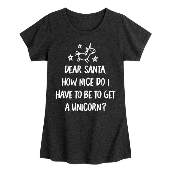 Instant Message - Dear Santa Unicorn - Toddler & Youth Girls Short Sleeve Graphic T-Shirt