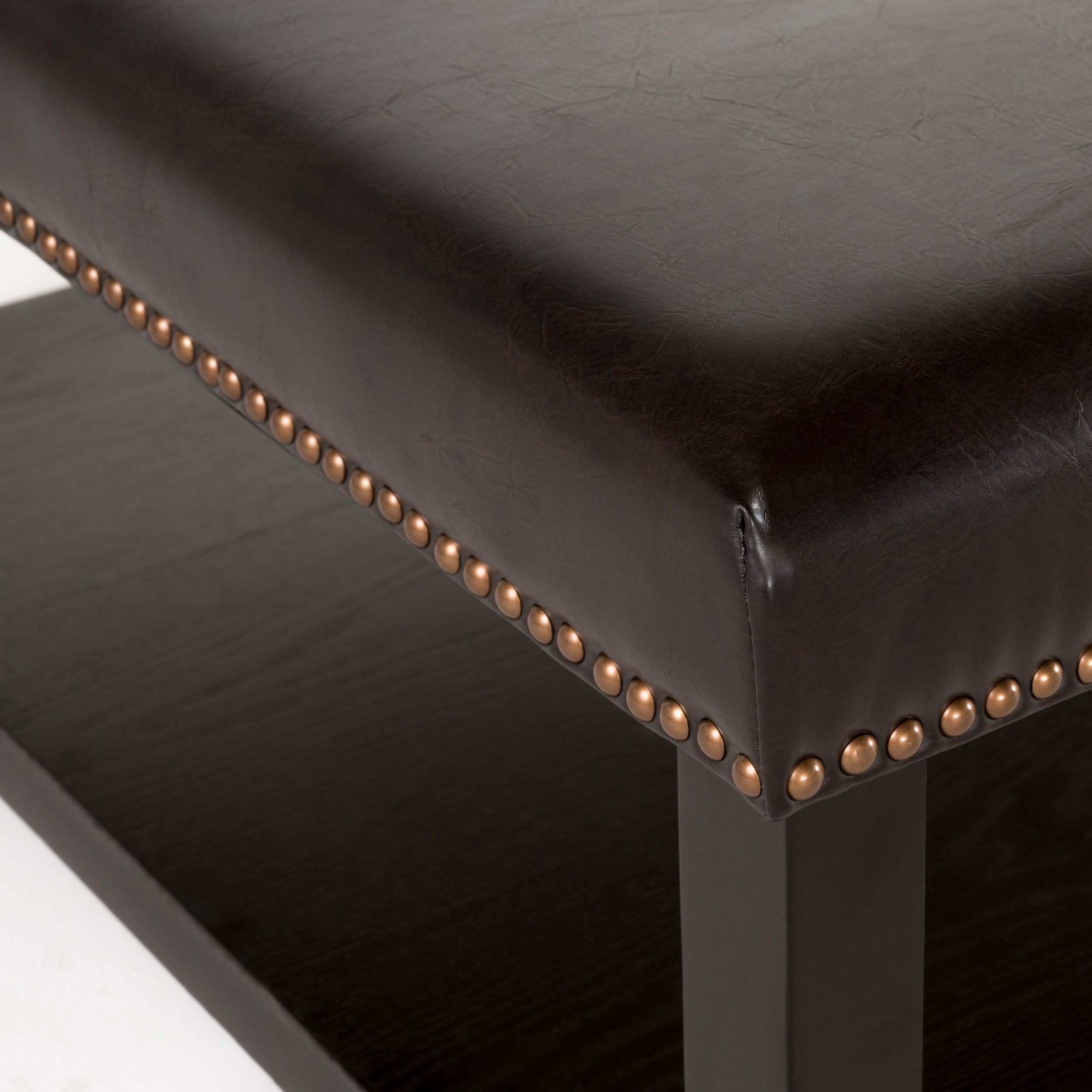 Noble House Edwin Contemporary Upholstered Birch Wood Ottoman with Shelf, Brown and Dark Brown