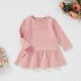thumbnail image 5 of Girls Long Sleeve Dress Summer Kids Toddler A Line Solid Color T-Shirt Dress for School Casual Girl Clothes 2-3 Years, 5 of 5