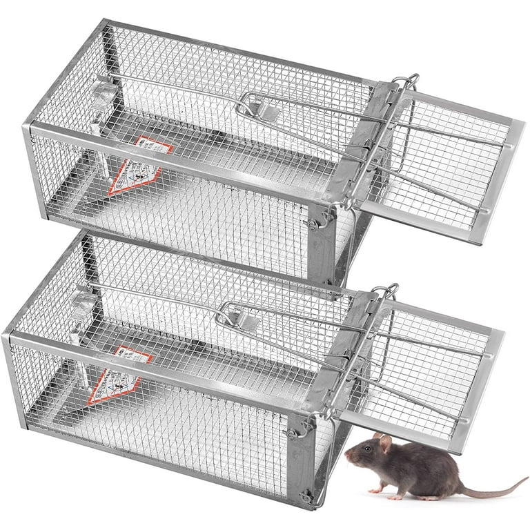 G PEH 2 Pack Humane Mouse Trap Large Size Indoor for Home Live Mouse Trap for House Rat Trap Indoor Outdoor Catch Release Reusable Easy to Use, Trap