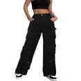 thumbnail image 1 of Gibobby Pantalones térmicos de mujer para el frío Pantalones cargo holgados para mujer, ropa con múltiples bolsillos, pantalones vaqueros de ajuste relajado(Negro,XG), 1 of 4