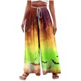 thumbnail image 2 of Pants for Women, Woman Halloween Printing Elastic Waist Drawstring Wide Leg Long Pants, 2 of 5