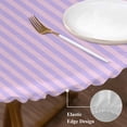 thumbnail image 3 of Purple Round Tablecloth, Fitted Table Cover with Elastic for 45"-54" Round Tables, Geometric Vertical Striped Solid Rainbow Table Cloth Outdoor Indoor Dinning Party Waterproof Tablecloths, 3 of 7