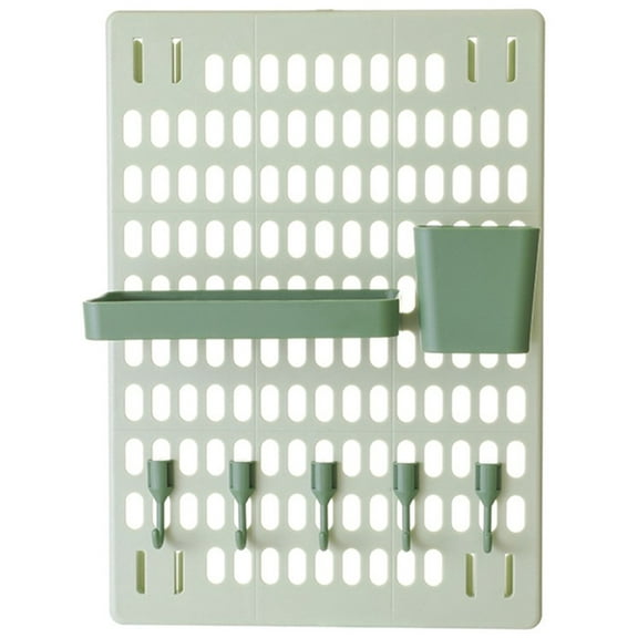 Pegboard Accessories Combination Wall Organizer Kit,Pegboard Shelf for Bedroom,Study,Office,Bathroom,Pegboard Bins with 1 Pieces Pegboards and 7 Accessories,16"x12",Green