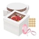 thumbnail image 1 of Juego de 5 Cajas para Pasteles con Ventana, Tapa y Base, Cajas de Cartón para Repostería con Cinta y Pegatinas Decorativas para Bodas, Cumpleaños Fiestas y Regalos, 1 of 4