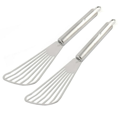 - Stainless Steel Slotted Kitchen Spatula Barbecue Turner Shovel Silver Tone 2 Pcs