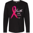 thumbnail image 3 of Inktastic Faith over Fear Breast Cancer Awareness with Pink Ribbon Long Sleeve T-Shirt, 3 of 5