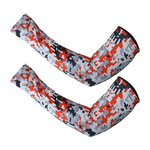 Unique Bargains 1 Pair Basketball Camouflage Arm Compression Sleeve L Size Red