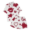 thumbnail image 4 of Delayuji Womens Pajamas Sets Loungewear Graphic Printed Satin Buttons Short Sleeve Tops and Shorts Sets Valentine's Day, 4 of 4