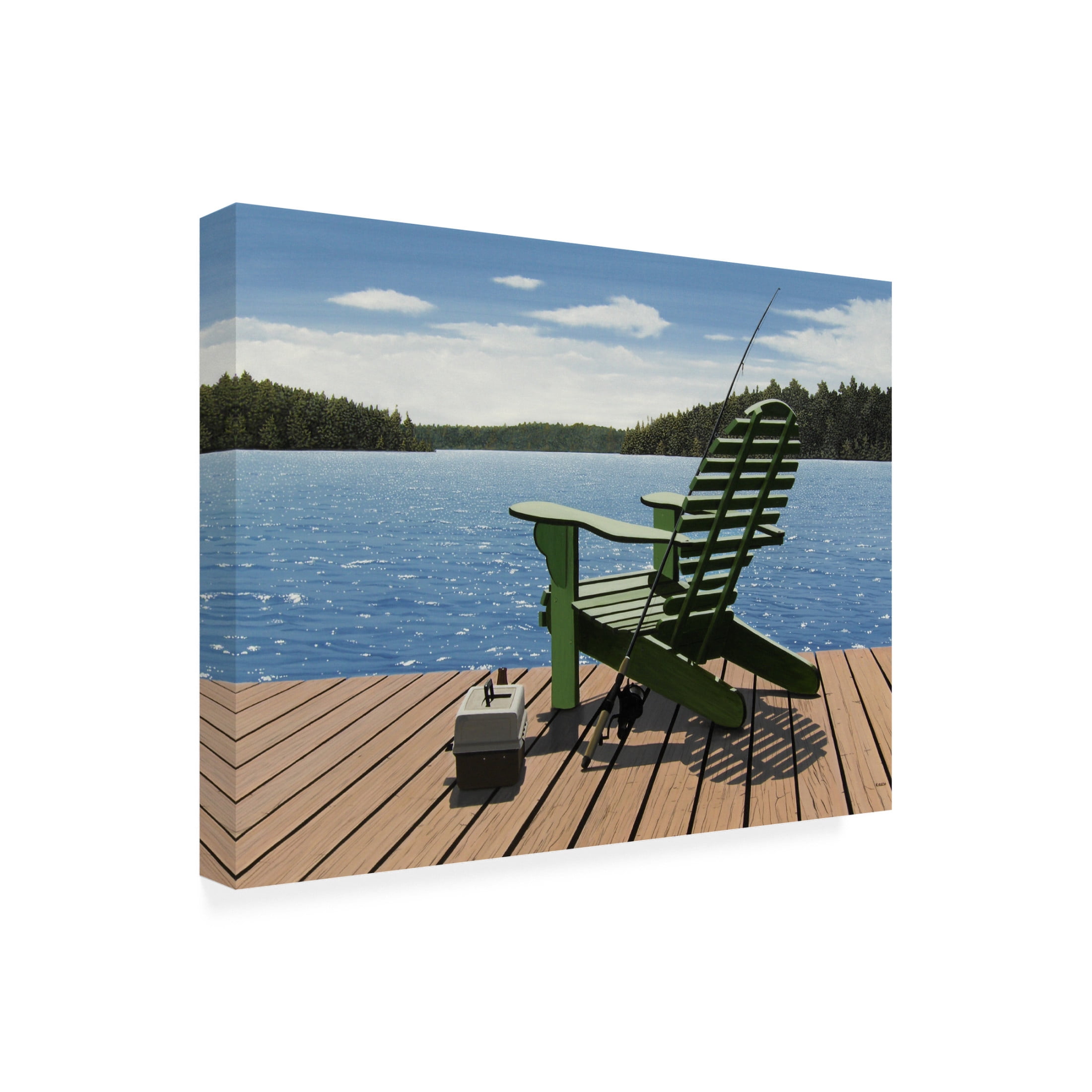 Canvas Wall Art - Kenneth M Kirsch 'FishingChair' Wall Art for Living Room, Bedroom, or Office Décor by Trademark Fine Art - 19 x 14 Inches