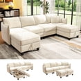thumbnail image 5 of BedLuxury 112" Modular Sectional Sofa with 2 Moveable Storage Ottoman, Cloud Couch Seats 6, Modern Living Room Furniture, Chenille Beige, 5 of 12