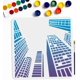 thumbnail image 1 of Plantillas de construcción de ciudades de 11,8 × 11,8 pulgadas, plantilla de rascacielos de ciudad grande con pincel, paisaje urbano moderno mirando hacia arriba a edificios altos, plantilla de dibujo, 1 of 9