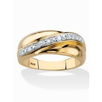 PalmBeach Jewelry Men's Round Diamond Wedding Band 1/10 TCW in Platinum or 18K Gold Plated Sterling Silver