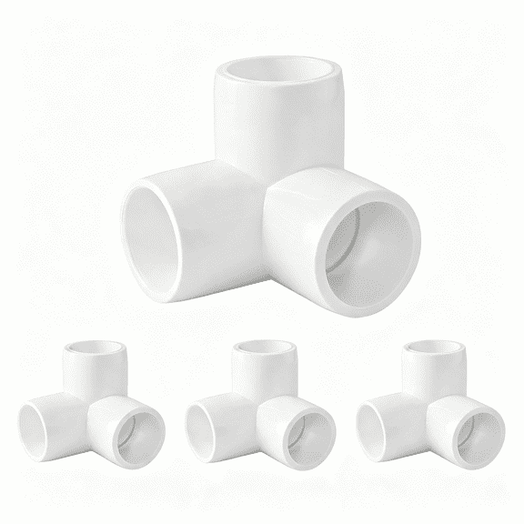 ICERUN 3 Way Pvc Pipe Fittings 1/2 Inch, White Pvc Elbow Corner Side Outlet Tee Fitting, Sch40 Furniture Grade Pipe Connectors - Fits 1/2" Polyvinyl Chloride Pipes, 4 Pieces