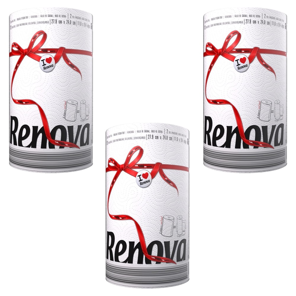 Renova Red Label Paper Towel- White Background with Pattern (120 Sheets ...