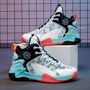 Kids Basketball Shoes Boys Sneakers Girls Trainers Comfort High Top Basketball Shoes for Boys(Little Kid/Big Kid) White Black
