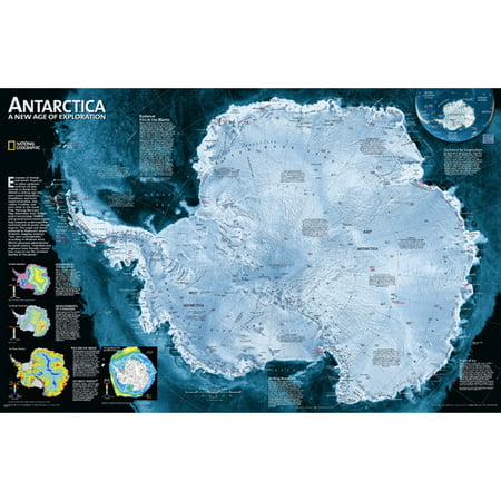 National Geographic Maps Antarctica Satellite Wall
