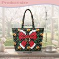 thumbnail image 7 of XYZCANDO Christmas Bow Print Padded Shoulder Handbag Large Capacity Quilted Tote Bag with Handle for Holiday Shopping Travel Work Daily Use, 7 of 7