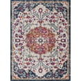 thumbnail image 2 of Hauteloom Tigris Collection Jasmine Oriental Farmhouse Living Room Bedroom Area Rug - Vintage Distressed - Boho Chic Floral Medallion Pattern - Off White, Blue, Orange - 3'11" x 5'7", 2 of 11