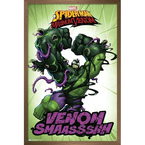 Marvel Comics TV - Spider- Man: Maximum Venom - Venom Smash Wall Poster, 14.725" x 22.375", Framed