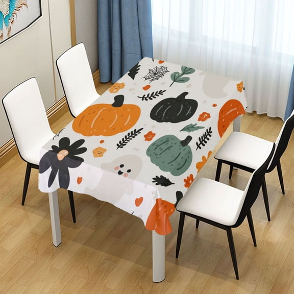 54x54 Inch Tablecloth Polyester Square Tablecloth for Home Kitchen Dinner Decor Simple Cartoon Halloween Pattern
