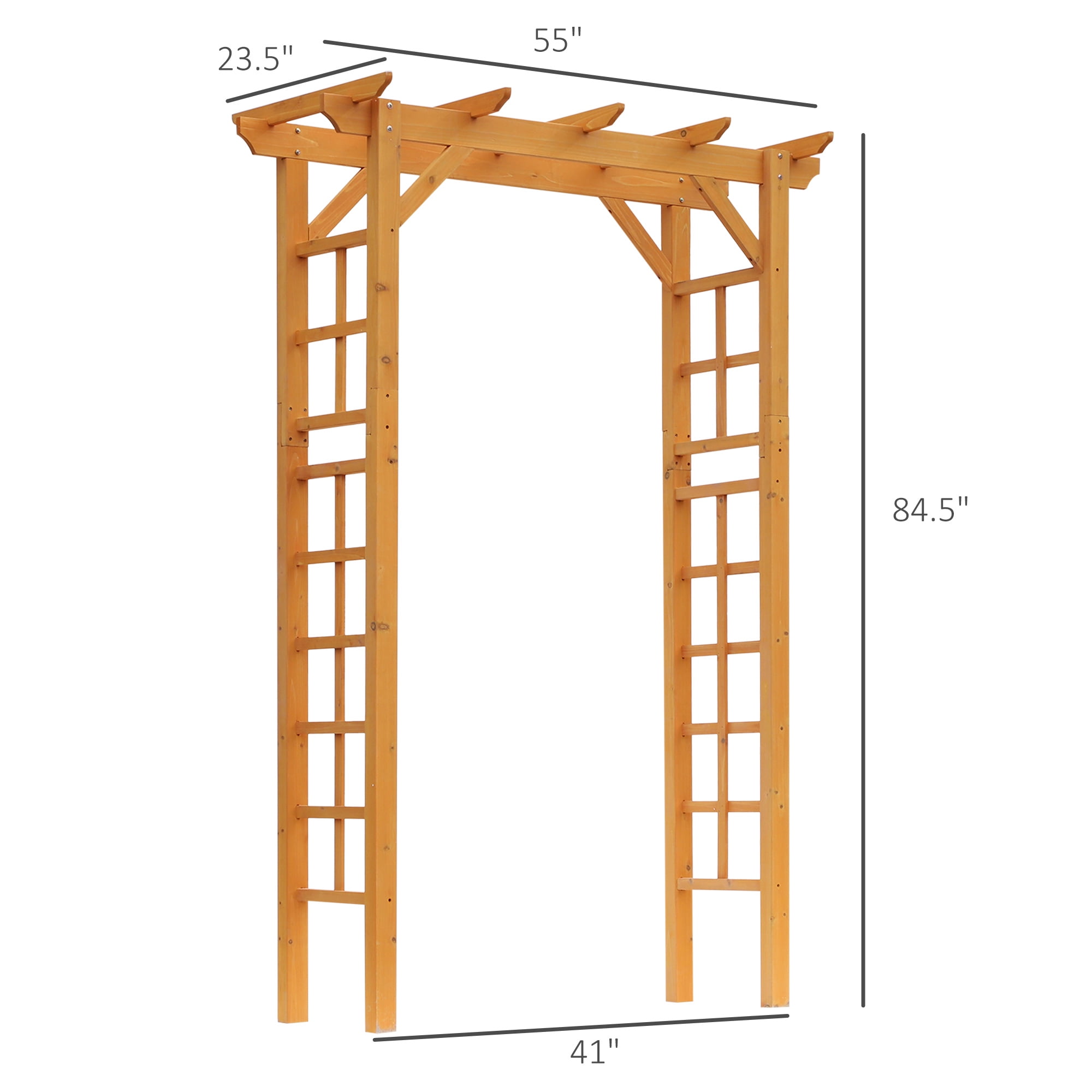 85" Wooden Garden Arbor for Wedding and Ceremony, Outdoor Garden Arch Trellis for Climbing Vines, Orange
