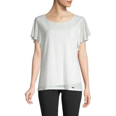 calvin klein fade pinstripe flutter sleeve t shir calvin klein fade pinstripe flutter sleeve t shir