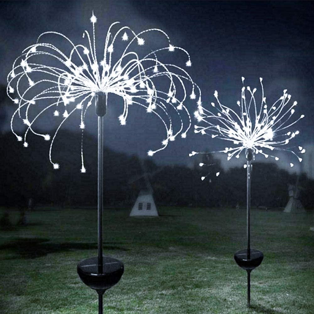 2 Set Starburst Clear Acrylic Solar Garden Yard Patio Lawn Stick Stake Light 