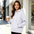 thumbnail image 4 of Hearthz Baggy Hoodies for Women Drop Shoulder Long Sleeve Women Sweatshirts Fall Winter Solid Color Womens Pullover Sweaters with Pocket White XL, 4 of 7