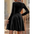 thumbnail image 6 of Women'S Velvet Dress Long Sleeve Cocktail Dresses Flare Swing Mini Prom Dress for Wedding Guest Black XXL, 6 of 7