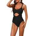 thumbnail image 4 of INSPIRE CHIC Conjunto de Monokini de Corte para Mujeres con Tirantes Ajustables de 1 Pieza, Trajes de Baño con Espalda entrelazada, Pequeño, Negro, 4 of 5