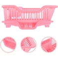thumbnail image 3 of y UrbanMingle Plastic Dish Drying Rack Dish Draining Rack with Drainboard Kitchen Tableware Drying Basket with Cutlery Holder for Kitchen Counter Pink Pink, 3 of 5