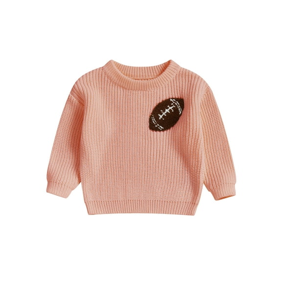 BemeyourBBs Toddler Baby Football Sweater Crew Neck Long Sleeve Chunky Knit Tops