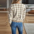 thumbnail image 4 of Aloohaidyvio Cardigan Sweaters for Women Lightweight Crew Neck Long Sleeve Outfits Fall Fashion Plaid Button Cardigan Khaki S, 4 of 6