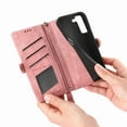 thumbnail image 3 of Dteck Zipper Wallet Pocket Case for Samsung Galalxy S23 FE, Shockproof with Card Holders for Women Men Premium PU Leather Embossed Patterned Flip Folio Stand Wristlet TPU Inner Shell Phone Case, Pink, 3 of 11