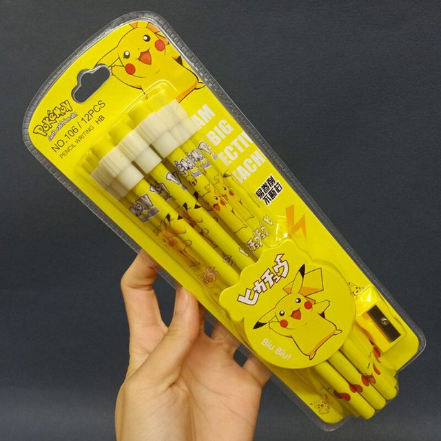 Lápiz de Dibujos Animados de Pokémon Pikachu 6/12 piezas Papelería Kawaii para estudiantes Deng Xun