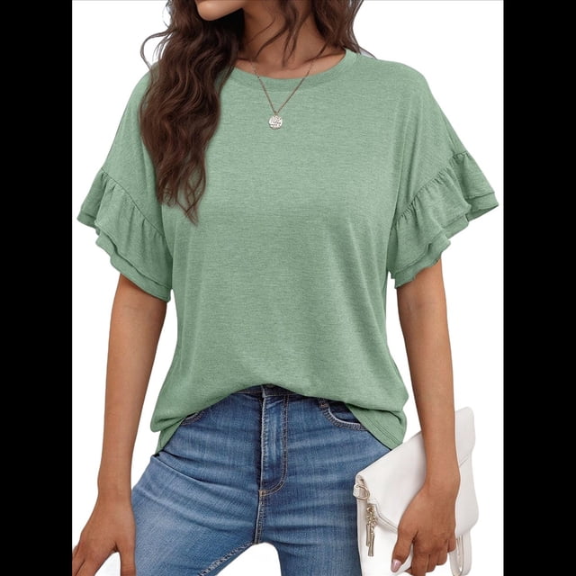 Tops de Corta para Mujer, Color Verde Frijol, Talla XL