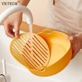 thumbnail image 4 of Recipiente de silicona para freidora de aire, reutilizable, para pollo frito, antiadherente, bandeja para hornear, utensilios de cocina, color amarillo, redondo, 4 of 6