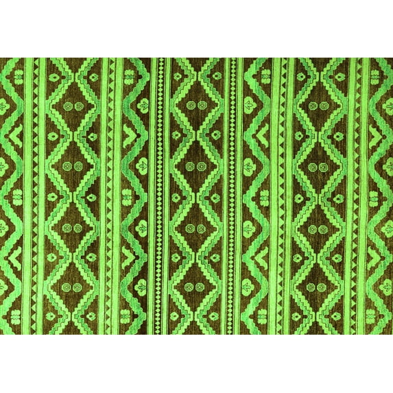 Ahgly Company Indoor Rectangle Oriental Green Modern Area Rugs, 2' x 4'