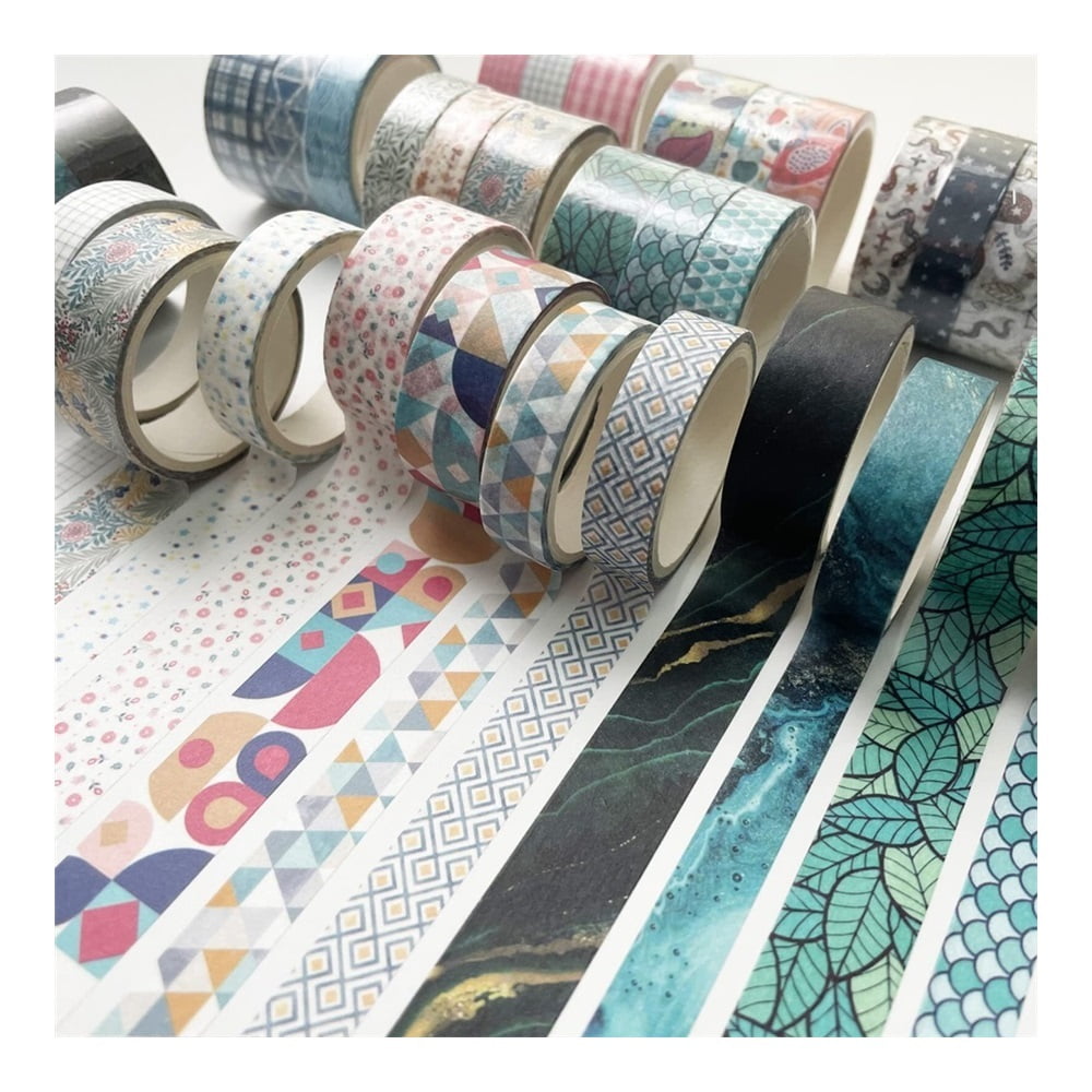 Basic Washi Tape Set 3 Rolls Creative Skinny Decorative Tapes for Arts, DIY Crafts, Journals, Planners, Scrapbooking, Wrapping (Flower & Leaves)