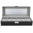 thumbnail image 3 of Caja organizadora de relojes, delicada caja de lujo con 6 rejillas, estuche para guardar joyas, 3 of 15