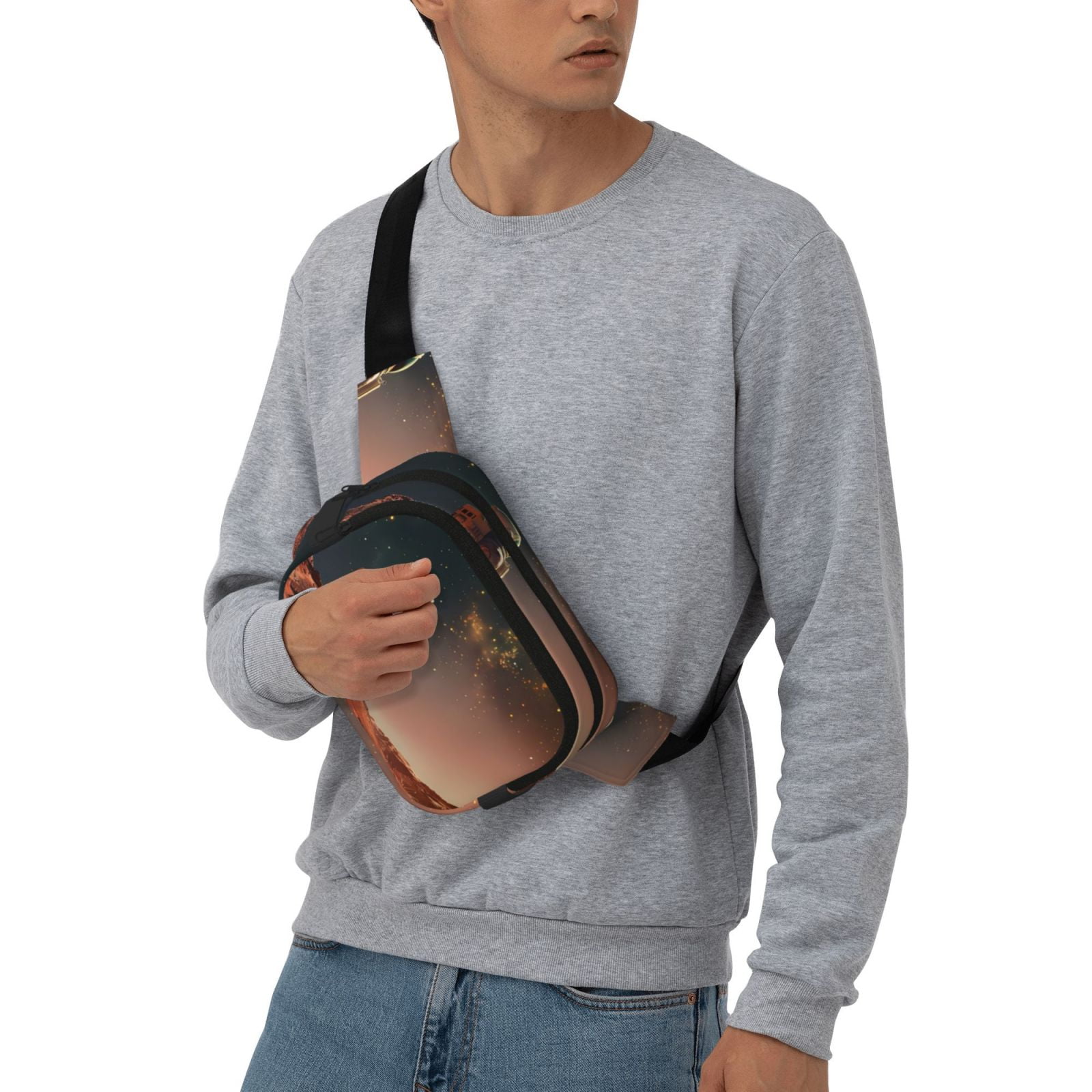 Picia Astronaut On Mars A Print Square Double-Layer Waist Bag Mini Adjustable Waist Belt Bag Exercise Running Travel Hiking