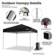GVDV Outdoor Pop up Canopy 10'x10' Tent Camping Sun Shelter-Series Party Tent (Black)