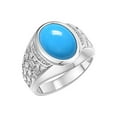 thumbnail image 3 of RYLOS Men's Rings 14K White Gold Nugget Ring with Cabochon Gemstone & Diamonds Turquoise Rings For Men Size 11, 3 of 7