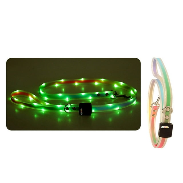 USB Rechargeable LED Dog Collar and Leash Set with Super Bright Reflective Glow Light for Outdoor Night Walking